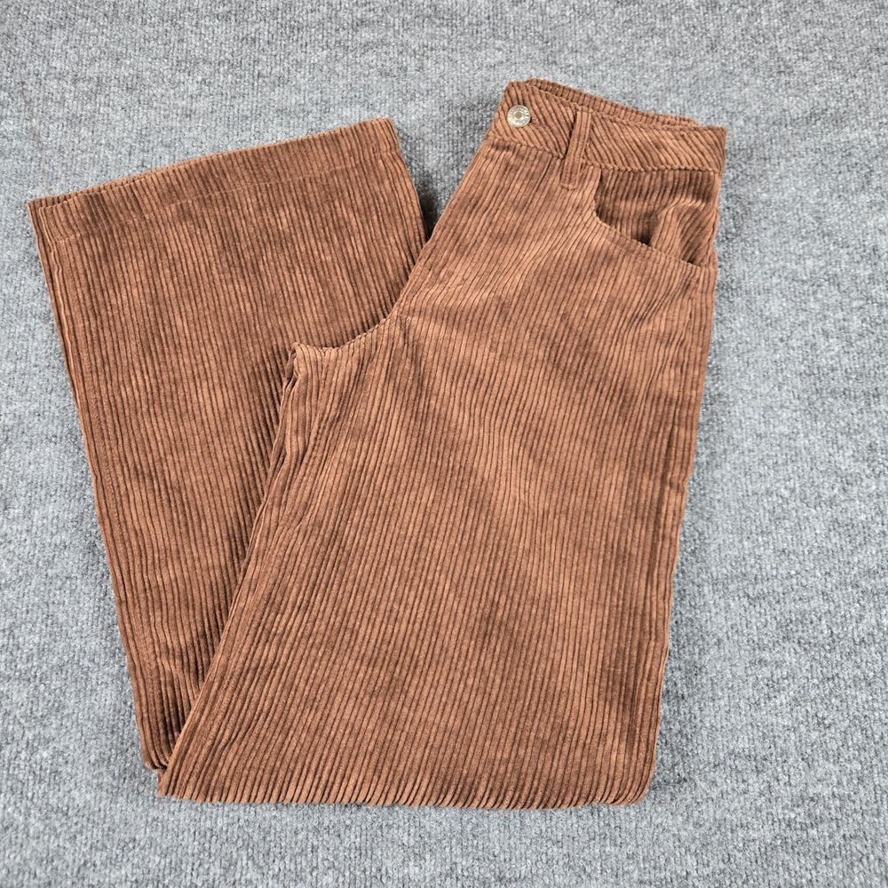Forever 21 Corduroy Pants Womens XS Brown Wide Leg High Waisted Retro Trousers